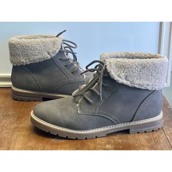 SONOMA Womens Gray Stone 11M Echidna Sherpa Cuff Hiking Ankle Boot - Picture 1 of 10